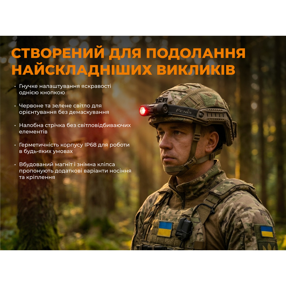 Тактичний налобний ліхтар Fenix Scout Pro (HM50R V2.0) з червоним та зеленим світлом | Лімітована серія Киев - изображение 8