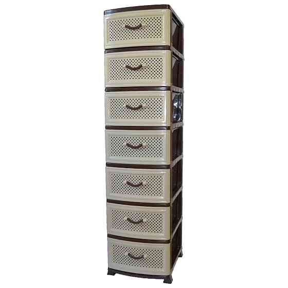 Комод пластиковый 7 ящиков 153х46х38 Efe Plastics, сетка, бежевый. Эфе пластик.. Одесса