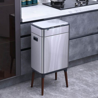 Контейнер для мусора JAH Сенсорный на ножках Серебряный металлик 40 л (20255) Винница - изображение 8