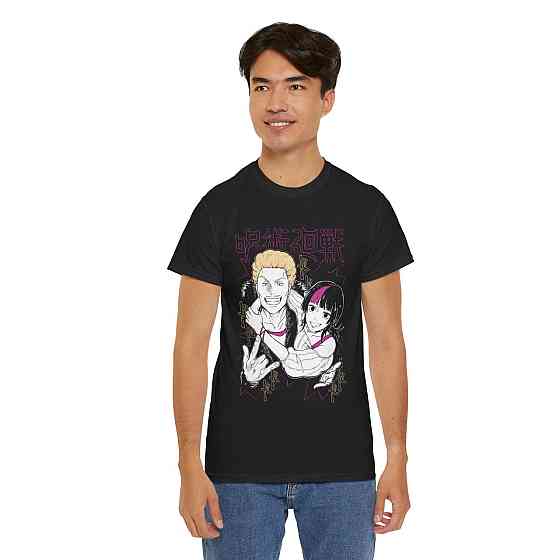 Футболка з аніме принтом Магічна битва оверсайз (S/M/L) Чорний AnimeJ0564 Дніпро