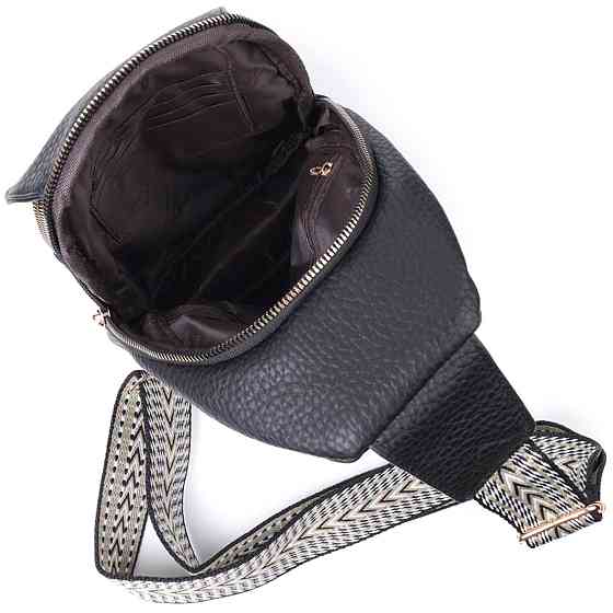 Зручна жіноча сумка з однією лямкою через плече з великозернистої екошкіри Чорний (Vintage) Київ