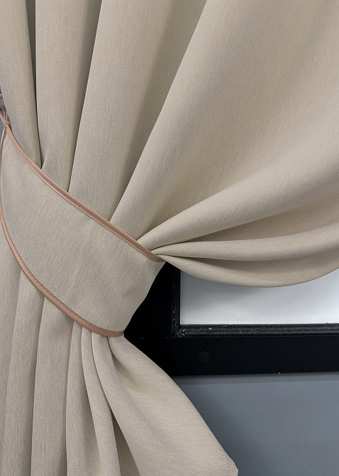 Комплект коротких штор VR-Textil Блэкаут двусторонний Eclipsе № 1789ш Бежевый 130х170 см 2 шт (35-0390) Киев - изображение 4