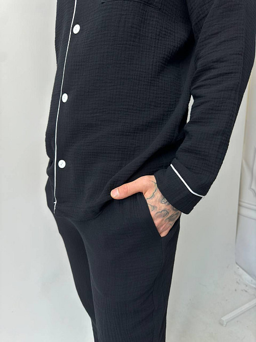 Чоловіча піжама муслінова Чорний L Харків - фото 3