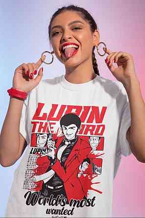 Футболка для мальчика аниме Лупин Тхирд Аниме Гифт оверсайз (рост от 165 до 180 ) Черний AnimeJ0517m Днепр