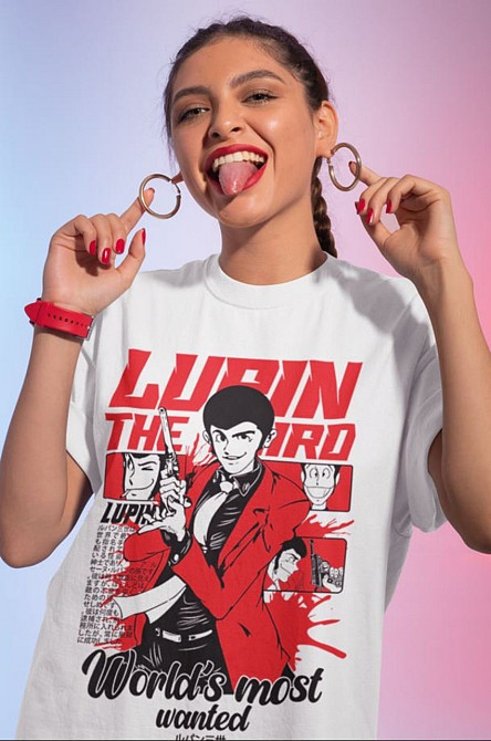 Футболка для мальчика аниме Лупин Тхирд Аниме Гифт оверсайз (рост от 165 до 180 ) Черний AnimeJ0517m Днепр - изображение 2