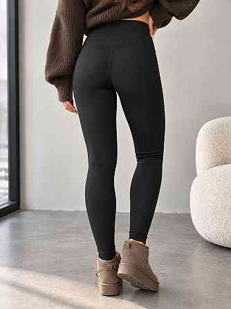 Лосини жіночі Kenalin W-22-Y утеплені в рубчик на флісі з тейпами утягуючі чорні, чорний, XS Київ