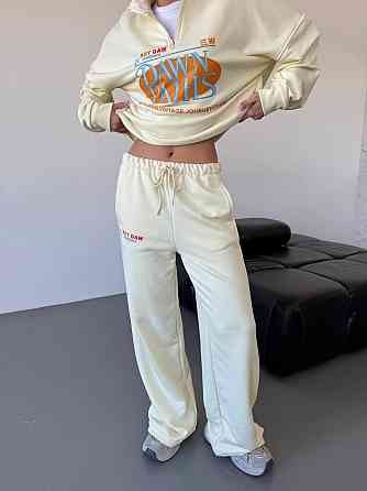 Женский прогулочный костюм двойка турецкая петля-пенье 100% хлопок Молочный Одесса