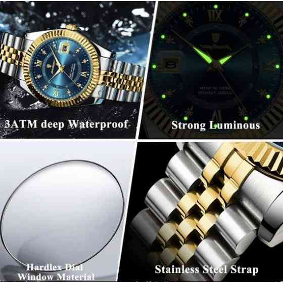 Чоловічий наручний годинник Poedagar Dublin (Сріблястий з золотистим) Вінниця