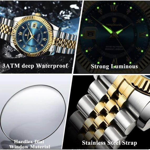 Мужские наручные часы Poedagar Dublin (Серебристые с золотистым) Винница - изображение 6