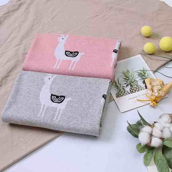 Плед Дитячий Lovely Svi Бавовна 80х100 см В'язаний Рожевий Лама (340821) Київ