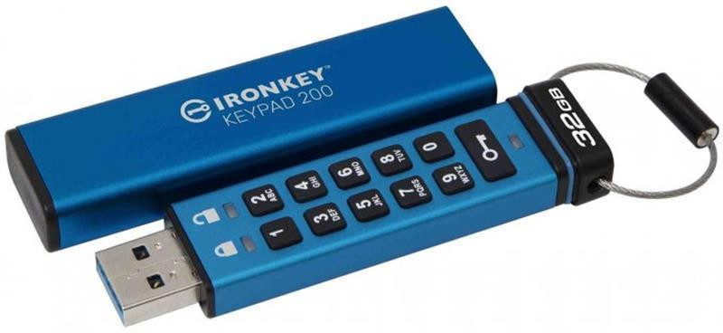 Флешнакопичувач USB3.2 32 GB Kingston IronKeypad 200 Type-A Blue (IKKP200/32GB) Блакитний Харків - фото 3