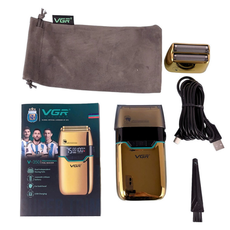 Електробритва шейвер VGR V-350 з дорожньою сумкою та 2 насадками (Золотистий) Вінниця - фото 2