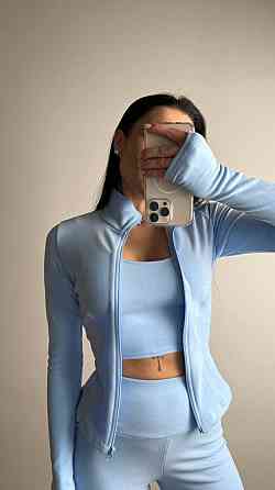 Жіночий термо костюм-трійка: кофта топ і лосини трикотаж пума Блакитний, 42/44 Одеса