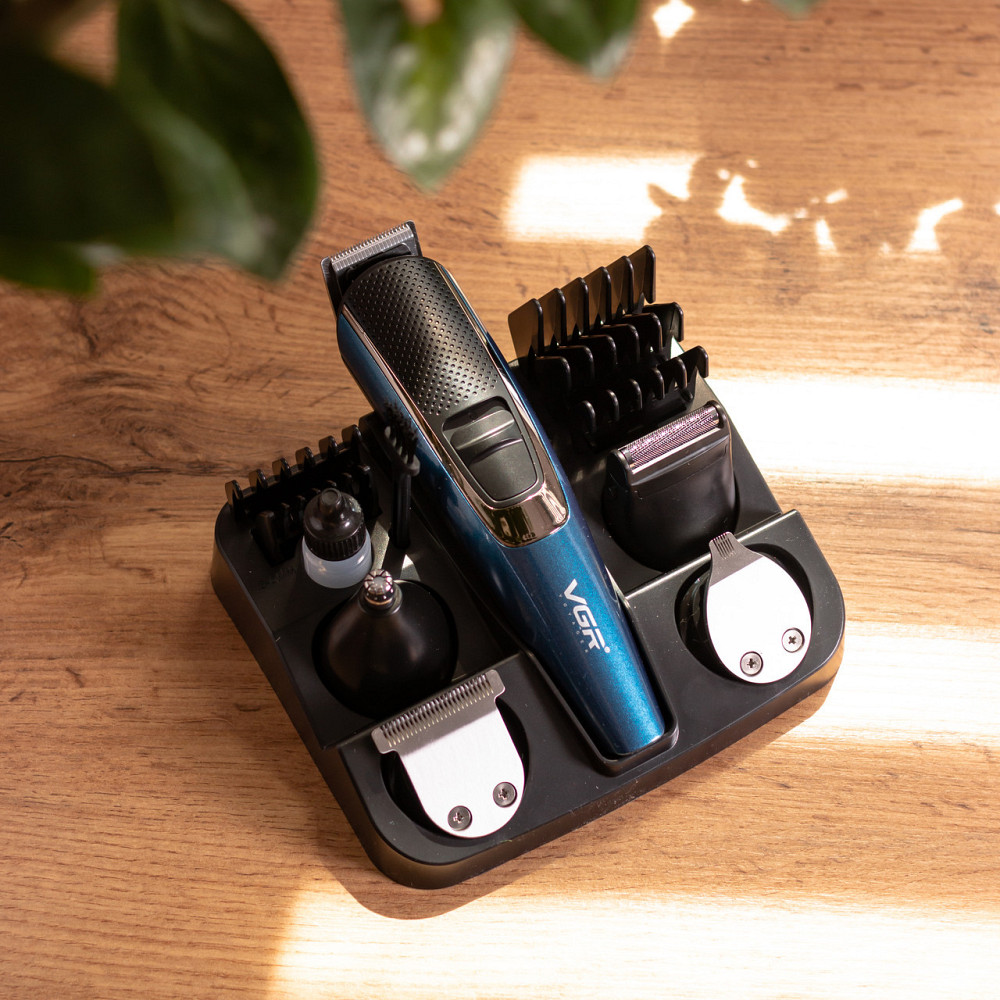 Машинка тример для стрижки 4в1 з насадками Синій VGR V-172 Київ - фото 9