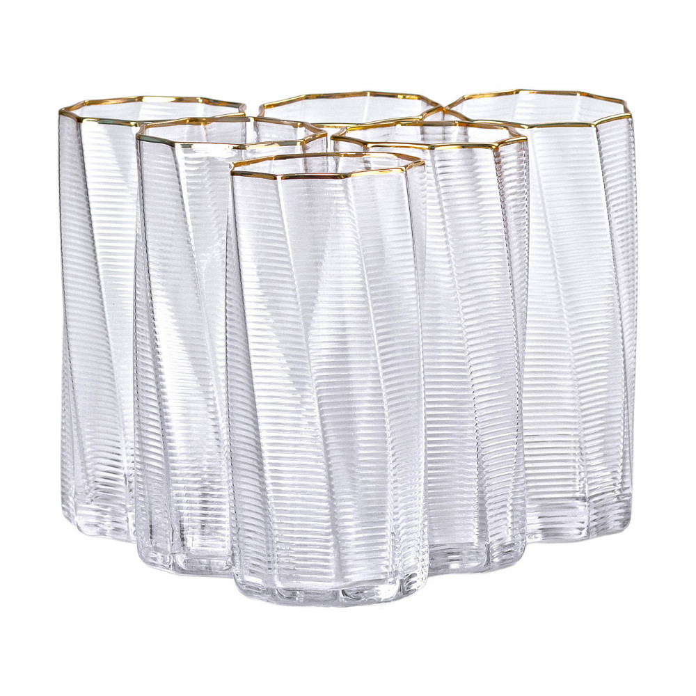 Набір склянок 6 шт по 450 мл з золотим обідком Київ - фото 1