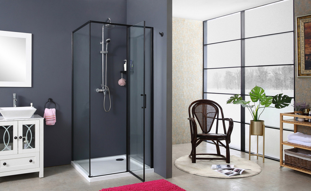 Скляна душова кабіна AVKO Glass RDR13B 90х90х190 Black перегородка для душу Київ - фото 5