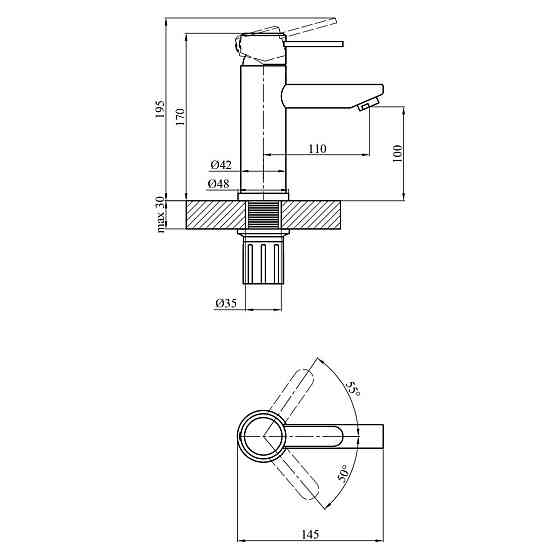 Змішувач для умивальника WEZER ODA1-15 сатин Київ