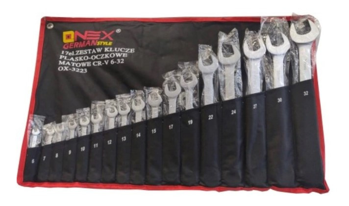Набір ріжкових комбінованих ключів OX-3223 з гумовими вставками, 17 шт, 6–32 мм, Cr-V сталь у футлярі Одеса - фото 4
