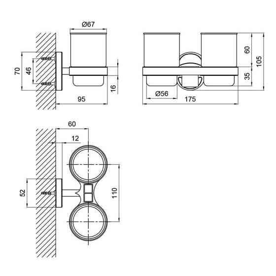 Стакан подвійний для зубних щіток Lidz (CRG) 114.04.02 белый/хром Київ