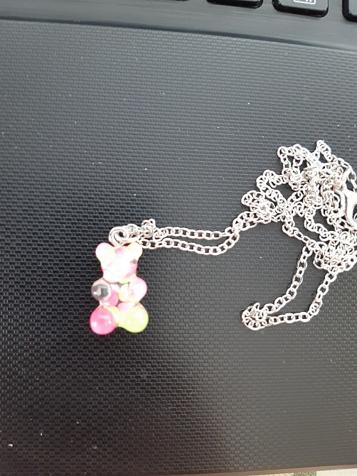 Підвіска мармеладний ведмедик, з конфетті - довжина 50см, смола, цинковий сплав Київ - фото 3