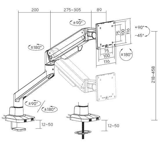 Кронштейн OfficePro MA601G 17-40" Gray (VESA100х100) ( 14014 ) Харків