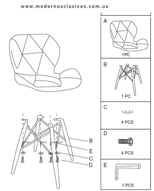 Стілець Стар м'який екошкіра сіра Дніпро - фото 4