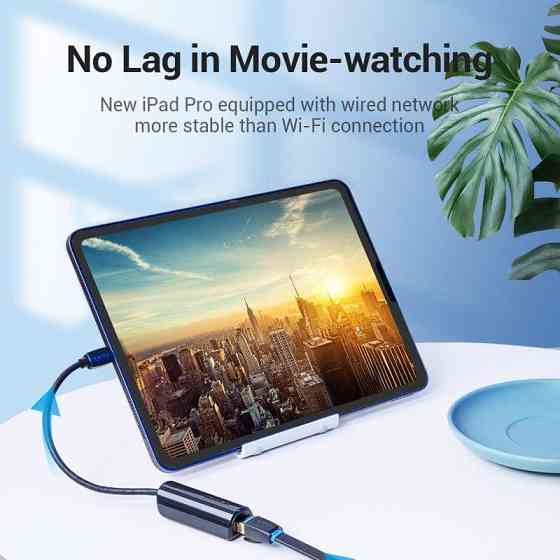 Перехідник USB 3.1 Type-C --> Ethernet RJ45 1000Mb Gigabit Vention чорний Вінниця