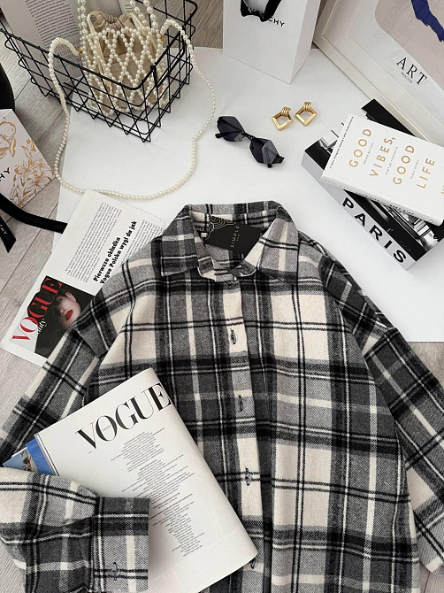 Жіноча тепла звичайна сорочка вільного крою турецький кашемір Сірий Одеса - фото 2