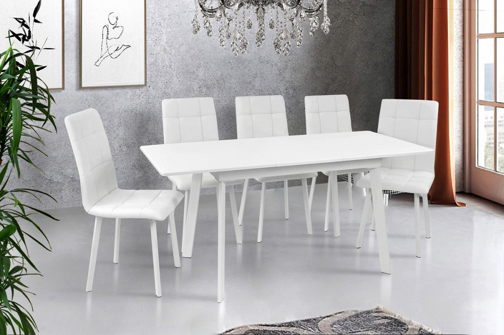 Стіл Етна 120(+40)*75 білий метал/білий Київ - фото 2