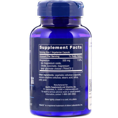 Мінерали Life Extension Магній, Magnesium, 500 мг, 100 вегетаріанських капсул (LEX-14591) Вінниця - фото 2