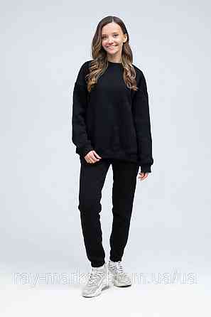 Костюм оверсайз світшот і штани Ray Basic утеплений жіночий чорний XL Київ