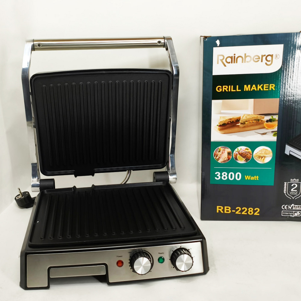 Мультипекар гриль Rainberg, Потужна електрична бутербродниця, Гриль з притисканням для кухні DF-41 Львів - фото 7