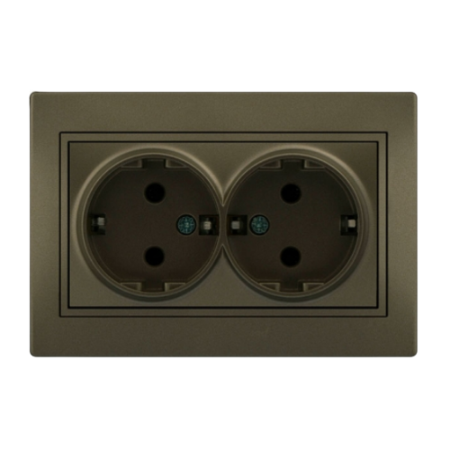 MIRA світло-коричневий перламутр Розетка внутрішня 2-а із заземленням зі вставкою Лезард Житомир