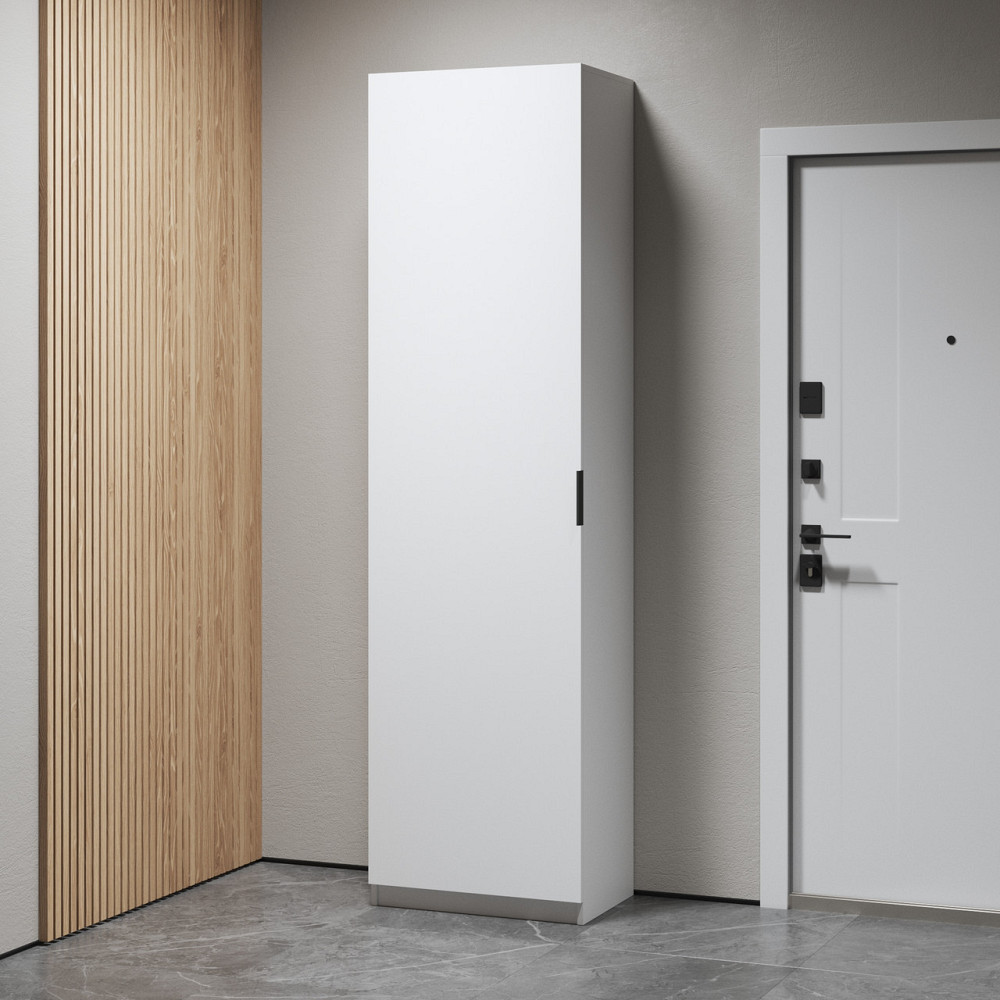 Шкаф пенал VAYS с выдвижной вешалкой и полками M-42 Белый Львов - изображение 1