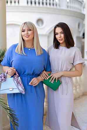 Женское платье миди со шнурком Rea 54-56, Джинс Киев