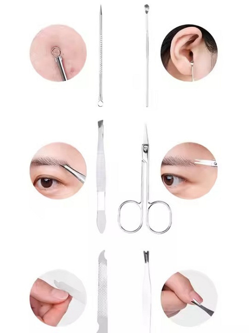 Набор инструментов для маникюра и педикюра в кейсе,пинцет,пилочка,ножницы в наборе 8 шт, цвет бежевый Каменец-Подольский - изображение 3