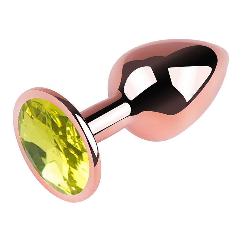 Анальна пробка з кристалом EGZO - Rose Gold Round Plug Lime size M Sex Aura Київ - фото 3