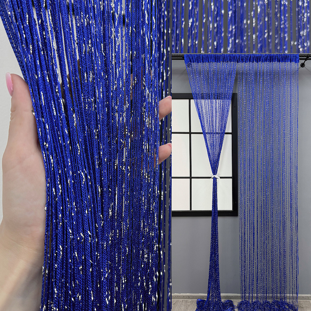 Штори-нитки "Кісея" з люрексом Синій 300х300см 1 шт (61-086) Київ - фото 1