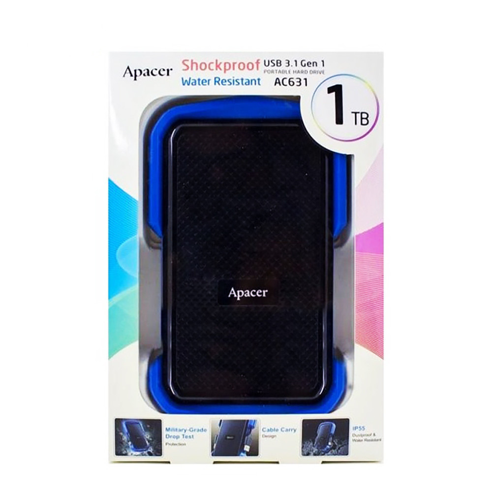 Зовнішній жорсткий диск PHD External 2.5'' Apacer USB 3.1 AC631 1TB Black/Blue (color box) Київ - фото 2