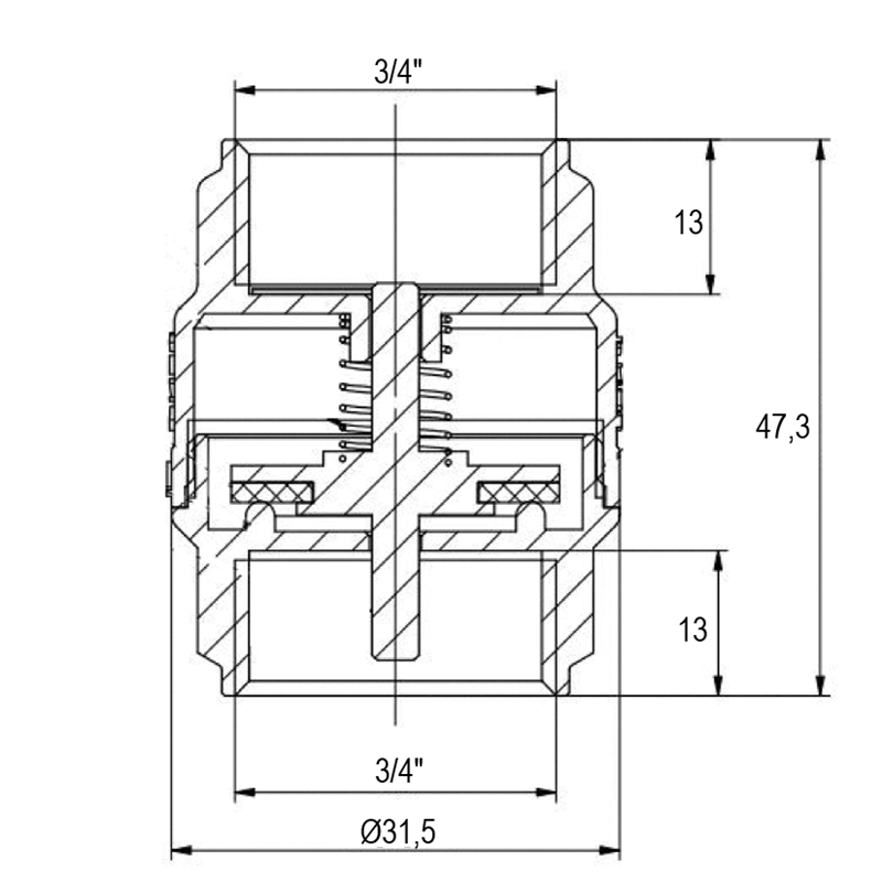 Клапан обратный (никелированный) Europroduct EP.0450 - 3/4