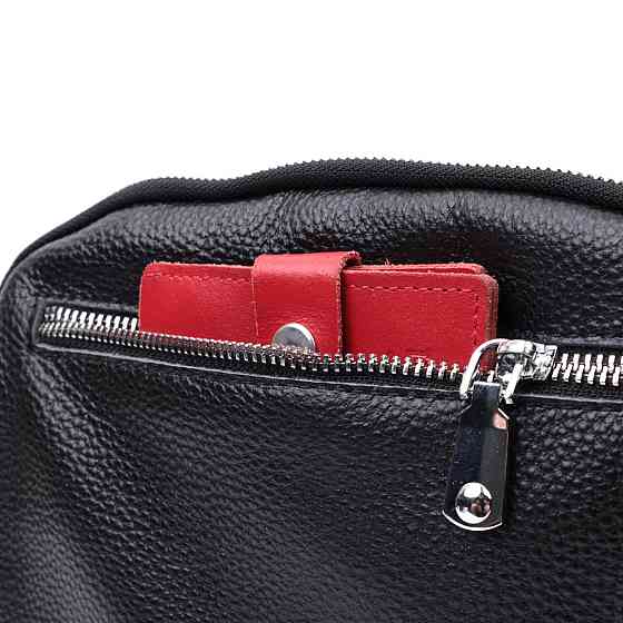 Сумка на два відділення з натуральної шкіри Vintage 22592 Чорна Київ