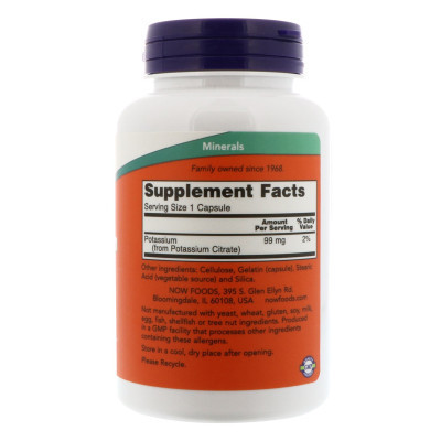 Минералы Now Foods Калий Цитрат 99 мг, 180 гелевых капсул (NOW-01448) Винница - изображение 2