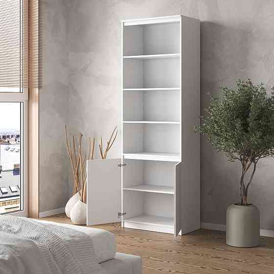 Шкаф для книг VAYS, пенал с полками R-29 Антрацит-Белый фасад Львов