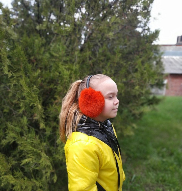 Наушники меховые детские из кролика Оранжевый Харьков - изображение 3