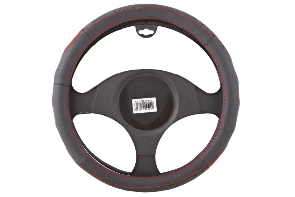 Оплетка на руль кожа L без запаха Voin L282-L черный (красная нить) Винница - изображение 2