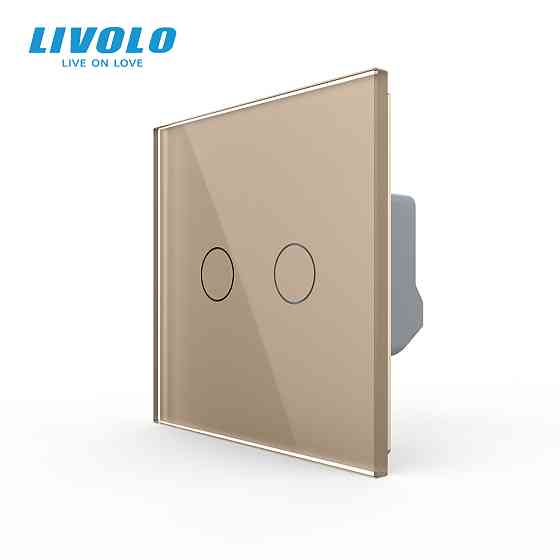 LIVOLO Сенсорний вимикач LIVOLO, 2-сенсорний, золотий скляний, 5А 230В, без нейтралі (VL-C7FC2- Коломыя