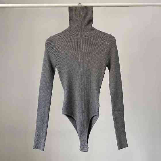 Жіночий стильний теплий боді-гольф ангора рубчик Меланж Одеса