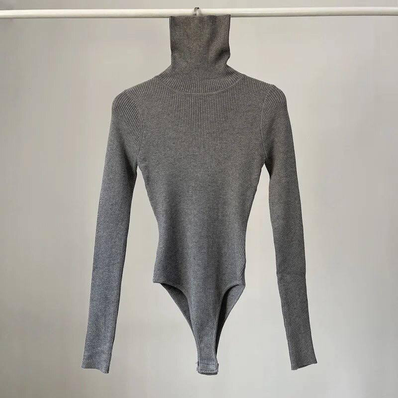 Жіночий стильний теплий боді-гольф ангора рубчик Меланж Одеса - фото 1