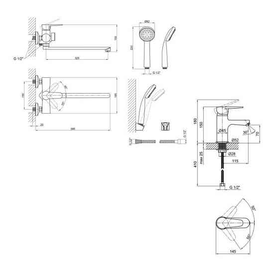 Набор смесителей для ванны Lidz Nicole (005+001F) Киев