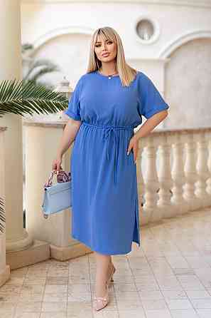 Женское платье миди со шнурком Rea 46-48, Джинс Киев